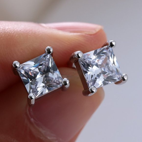 "8MM S925 Sterling Silver CZ Stud Earrings for Women/Girl, US19251038 - Picture 1 of 9